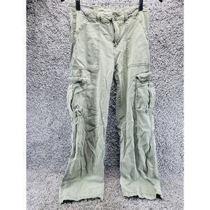 Lovegen Cargo Pants Women Size 5/28 Stretch Lightweight Army Olive Green